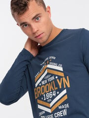 Мужская деловая рубашка с длинным рукавом с принтом — синяя v2 om-lspt-0117 124241-7 цена и информация | Мужские футболки | kaup24.ee