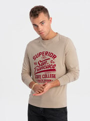 Мужская футболка с длинным рукавом с университетским узором — песочный v1 om-lspt-0116 124238-7 цена и информация | Мужские футболки | kaup24.ee
