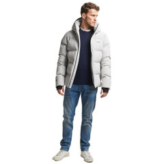 Hooded boxy puffer jacket superdry ms311478afrm vīriešiem pilka men's grey MS311478AFRM цена и информация | Мужские куртки | kaup24.ee