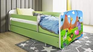 Łóżko babydreams zielone zoo z szufladą materac 140/70 цена и информация | Детские кровати | kaup24.ee