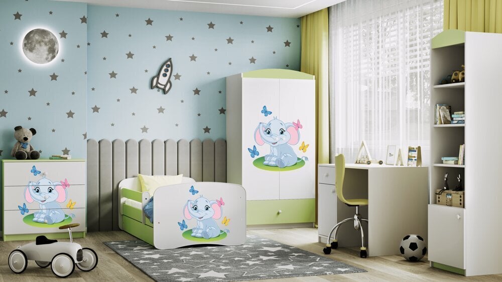 Lastevoodi sahtlita ja madratsiga Kocot Kids BabyDreams, roheline цена и информация | Lastevoodid | kaup24.ee