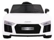 Ühekohaline laste elektriauto "AUDI R8 Spyder", valge цена и информация | Laste elektriautod | kaup24.ee