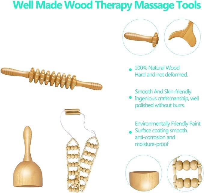 Puidust instrumentide komplekt lümfidrenaažimassaažiks цена и информация | Massaažiseadmed | kaup24.ee