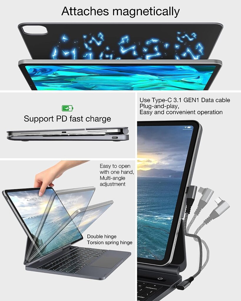 Klaviatuur iPad Pro 12,9 7in1 hind ja info | Tahvelarvuti lisatarvikud | kaup24.ee