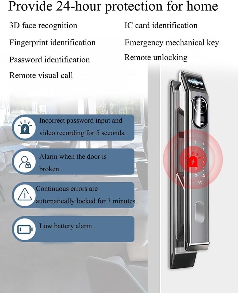 Smart замок с отпечатком пальца, камерой и паролем + APP контроль цена |  kaup24.ee