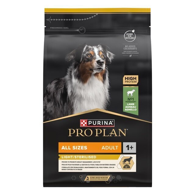 Purina Pro Plan ülekaalulistele koertele lambalihaga, 3 kg цена и информация | Kuivtoit koertele | kaup24.ee