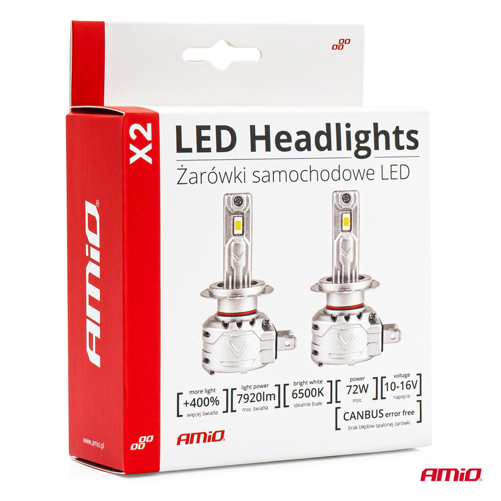 LED esitule pirnid H7 72W X2 Series Canbus Mini Amio 02973 цена и информация | Autopirnid | kaup24.ee