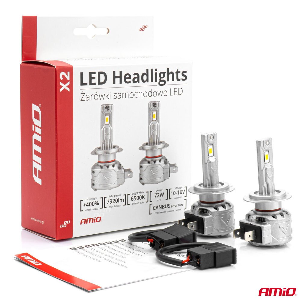 LED esitule pirnid H7 72W X2 Series Canbus Mini Amio 02973 hind ja info | Autopirnid | kaup24.ee