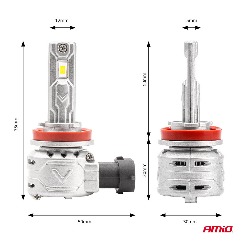 LED esitule pirnid H8/H9/H11 72W X2 Series Canbus Mini Amio 02974 hind ja info | Autopirnid | kaup24.ee