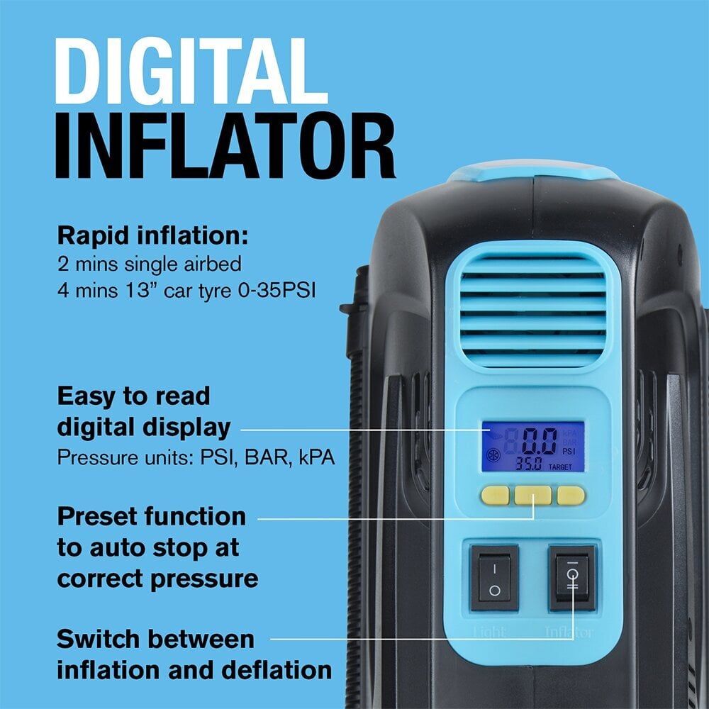 Digitaalne õhupump-täitepump ja inflaator 12V RING RTC5500 цена и информация | Lisaseadmed | kaup24.ee