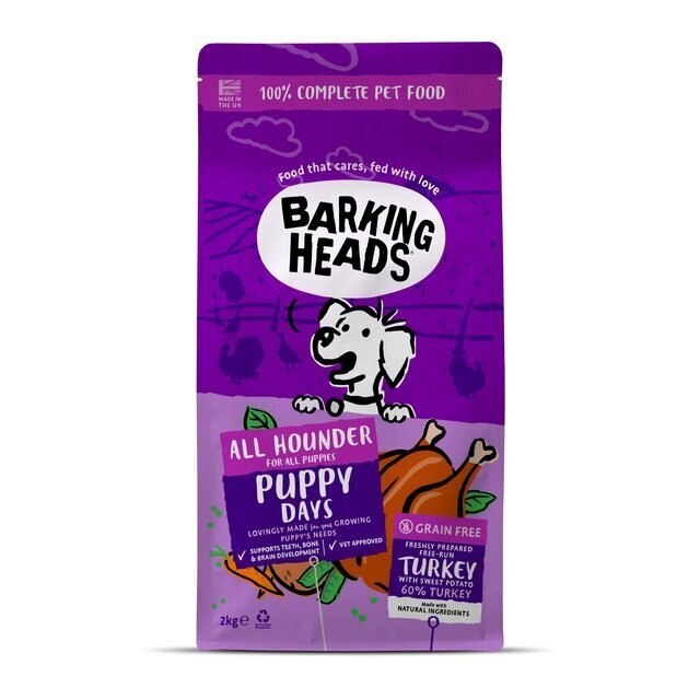 Barking Heads Puppy Days noortele koertele koos kalkuniga, 2 kg цена и информация | Kuivtoit koertele | kaup24.ee