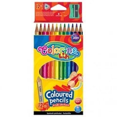 Colorino Kids kolmnurksed värvilised pliiatsid 12 värvi, teritajaga цена и информация | Принадлежности для рисования, лепки | kaup24.ee