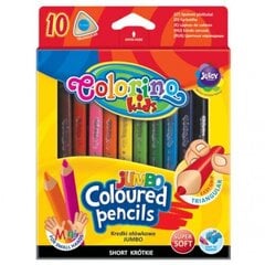 Colorino Kids JUMBO kolmnurksed värvilised pliiatsid 8,9 cm 10 värvi цена и информация | Принадлежности для рисования, лепки | kaup24.ee