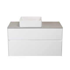 Шкаф для ванной комнаты Lyfco BK-96/102 с умывальником Kamė Tondo Quadro W 36, белый/серый цвет цена и информация | Шкафчики для ванной | kaup24.ee