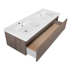 Шкаф для ванной комнаты Lapeyre Fokus 120 с умывальником Lima Blanc 120, коричневый цвет цена и информация | Шкафчики для ванной | kaup24.ee