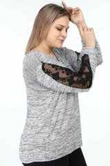 Теплая серая меланжевая блузка с длинными рукавами Z402-48 цена и информация | Женские блузки, рубашки | kaup24.ee