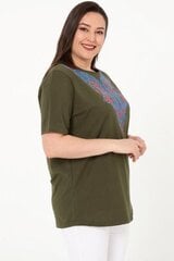 Коричнево-зеленая блузка из натурального хлопка. R144-HA-46 цена и информация | Женские блузки, рубашки | kaup24.ee