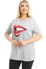 Серая женская футболка с аппликацией R145-PI-46 цена и информация | Женские блузки, рубашки | kaup24.ee