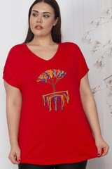 Красная блузка с вырезом-конвертом C743-RA-46 цена и информация | Женские блузки, рубашки | kaup24.ee