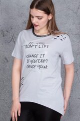 Серая женская футболка с короткими рукавами C763-PI-46 цена и информация | Женские блузки, рубашки | kaup24.ee