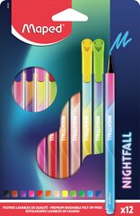 Фломастеры MAPED Nightfall 0.8 мм, 12 цветов цена и информация | Принадлежности для рисования, лепки | kaup24.ee