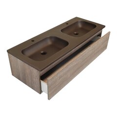 Шкаф для ванной Lapeyre Fokus 120 с умывальником Infiny Cafe 120, коричневый цвет цена и информация | Шкафчики для ванной | kaup24.ee