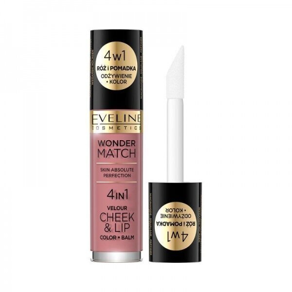 Põsepuna ja huuleläige Eveline Wonder Match 4in1, 4,5 ml, 02 цена и информация | Huulepulgad, -läiked, -palsamid, vaseliin | kaup24.ee