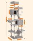 Kraapimispuu-maja kassidele PCT190W01, 206 cm, hall цена и информация | Kraapimispuud | kaup24.ee