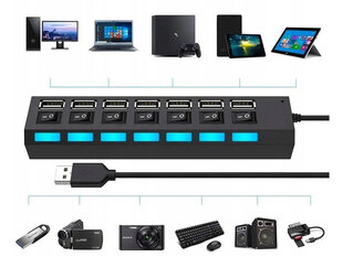 USB-концентратор-разветвитель на 7 портов USB-разветвитель 2.0 цена и информация | Адаптеры и USB-hub | kaup24.ee