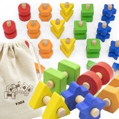 Набор деревянных гаек и болтов Viga цена и информация | Игрушки для малышей | kaup24.ee