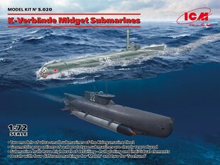 Liimitav mudel ICM S020 K-Verbände Midget Submarines (Seehund and Molch) 1/72 цена и информация | Склеиваемые модели | kaup24.ee