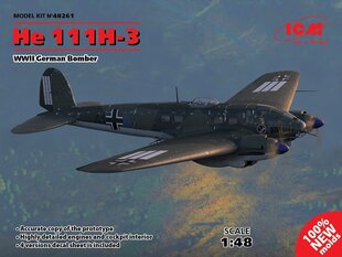 Liimitav mudel ICM 48261 WWII German Bomber He 111H-3 1/48 цена и информация | Склеиваемые модели | kaup24.ee