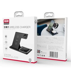 XO wireless charger WX023 15W black 3in 1 hind ja info | Mobiiltelefonide laadijad | kaup24.ee