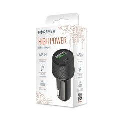 Forever car charger 1xUSB 2,4A + 1xUSB-C PD 45W LA-04 black цена и информация | Зарядные устройства для телефонов | kaup24.ee