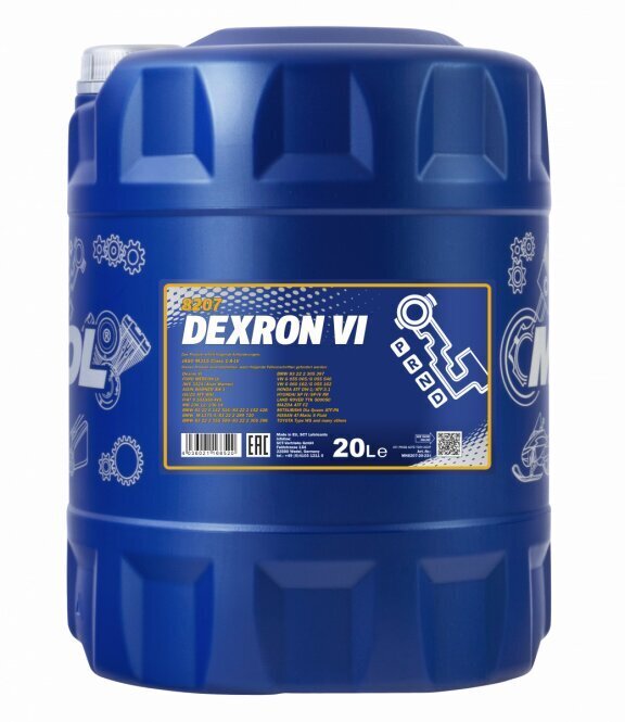 Mannol 8207 ATF Dexron VI automaatkäigukasti õli 20 l hind ja info | Eriotstarbelised määrdeõlid ja -vedelikud | kaup24.ee