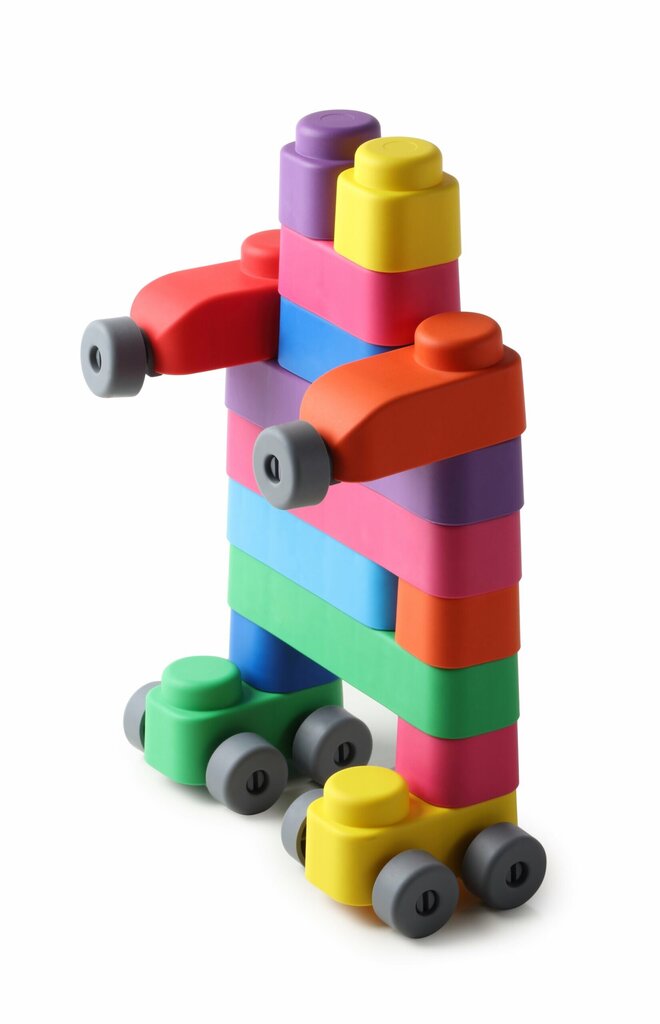 Silikoonist pehmete klotside komplekt (10 kuubikut + 8 ratast) hind ja info | Arendavad mänguasjad | kaup24.ee