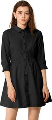 Платье-рубашка женское Allegra K, черное цена и информация | Платья | kaup24.ee