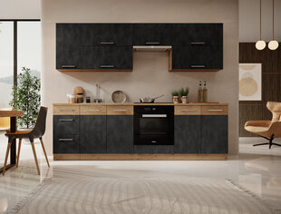 Комплект кухонной мебели Vika 260, черный/коричневый цена и информация | Кухонные гарнитуры | kaup24.ee