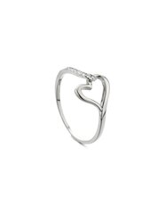 Võluv hõbedane sõrmus tsirkoonidega Heart R00019 hind ja info | Sõrmused | kaup24.ee