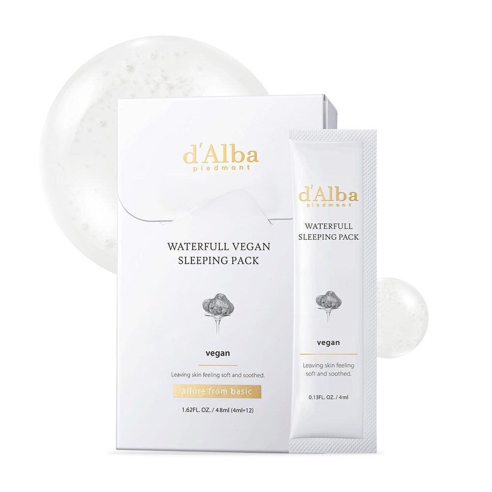 Öine näomask d'Alba Waterfull Vegan Sleeping Pack, 4ml x 12 tk hind ja info | Näomaskid, silmamaskid | kaup24.ee