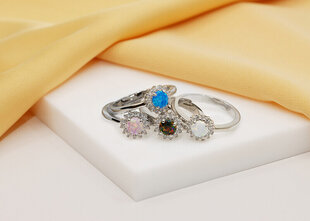 Brilio Silver hõbesõrmus opaali ja tsirkoonidega RI056WBC hind ja info | Sõrmused | kaup24.ee