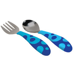 Söögiriistade komplekt väikelastele Munchkin Toddler Fork & Spoon Set, sinine hind ja info | Lutipudelid ja aksessuaarid | kaup24.ee