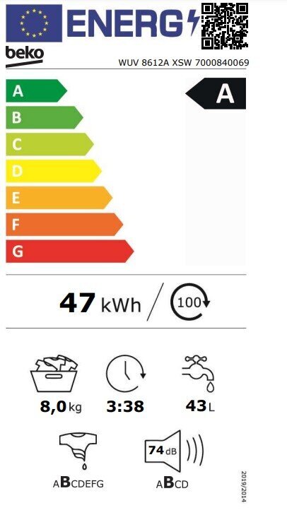 Beko WUV8612AXSW hind ja info | Pesumasinad | kaup24.ee