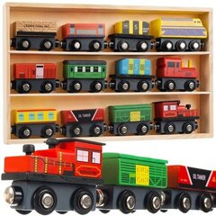Детский деревянный поезд соединяющийся на магнитах Kruzzel, 23522, 12 д. цена и информация | Игрушки для мальчиков | kaup24.ee
