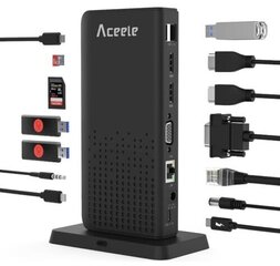 Док-станция для ноутбука Aceele с двумя мониторами, док-станция USB C цена и информация | Охлаждающие подставки и другие принадлежности | kaup24.ee