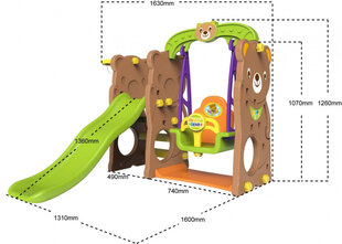 Садовая горка 3 в 1, качели, баскетбол для детей, плюшевый мишка цена и информация | Горки и лесенки | kaup24.ee
