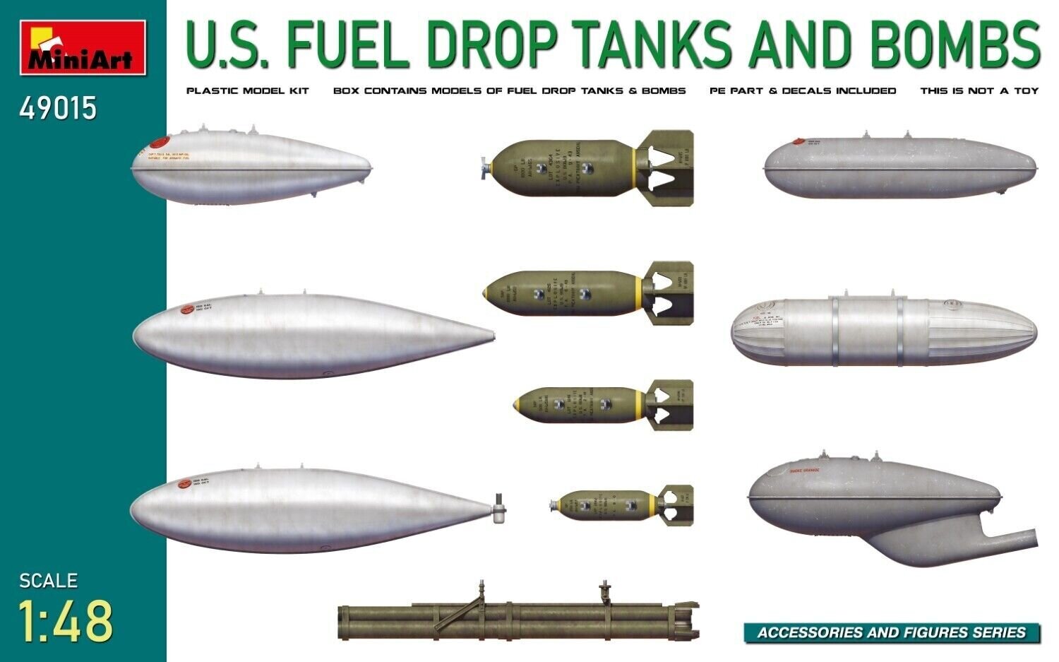 Liimitav mudel MiniArt 49015 U.S. Fuel Drop Tanks and Bombs 1/48 hind ja info | Liimitavad mudelid | kaup24.ee