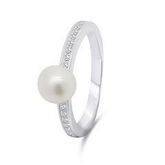 Brilio Silver Шикарное серебряное кольцо с настоящей жемчужиной RI055W цена и информация | Кольцо | kaup24.ee