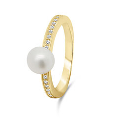 Brilio Silver Элегантное позолоченное кольцо с настоящим жемчугом RI055Y цена и информация | Кольцо | kaup24.ee