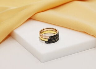 Brilio Silver Сверкающее позолоченное кольцо с черными цирконами RI058Y цена и информация | Кольцо | kaup24.ee